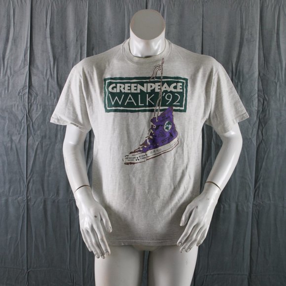 Vitnage Greepeace Shirt - Greenpeace Walk 1992 Shoe Graphic - Men's Large - Picture 4 of 11